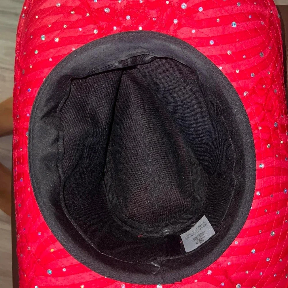 Sophia Collection Red Rhinestone Cowboy Hat Red Hat Society Western Costume Hat